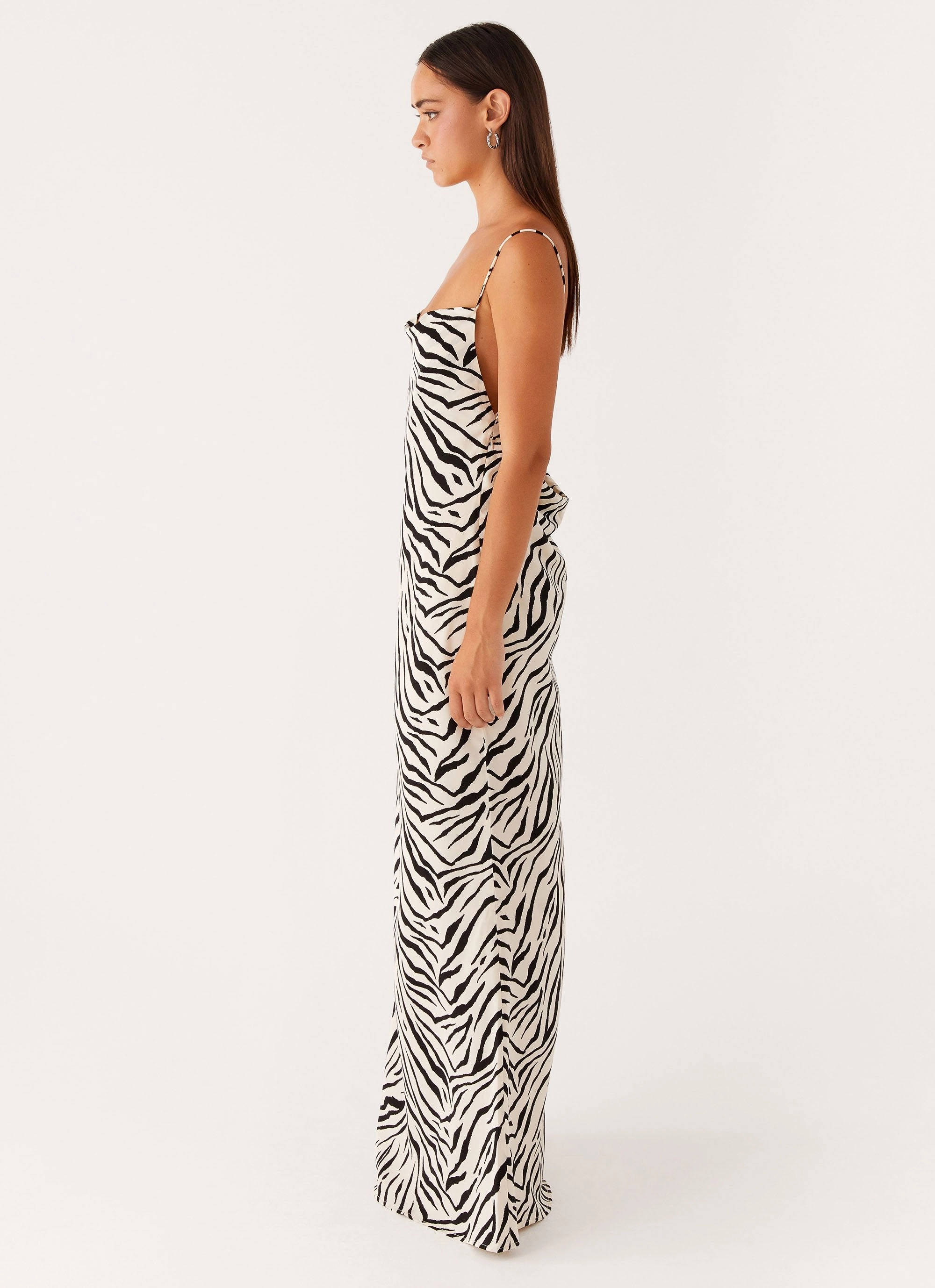 Simple Touch Bold Fashion Gianni Cowl Maxi Dress - Zebra