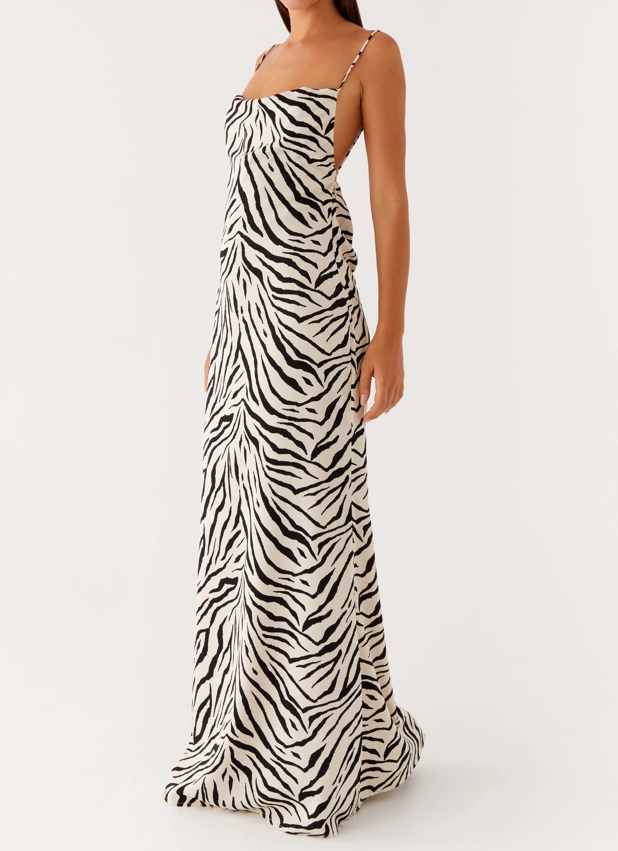 Gianni Cowl Maxi Dress - Zebra Resort Ready Chic Silhouette