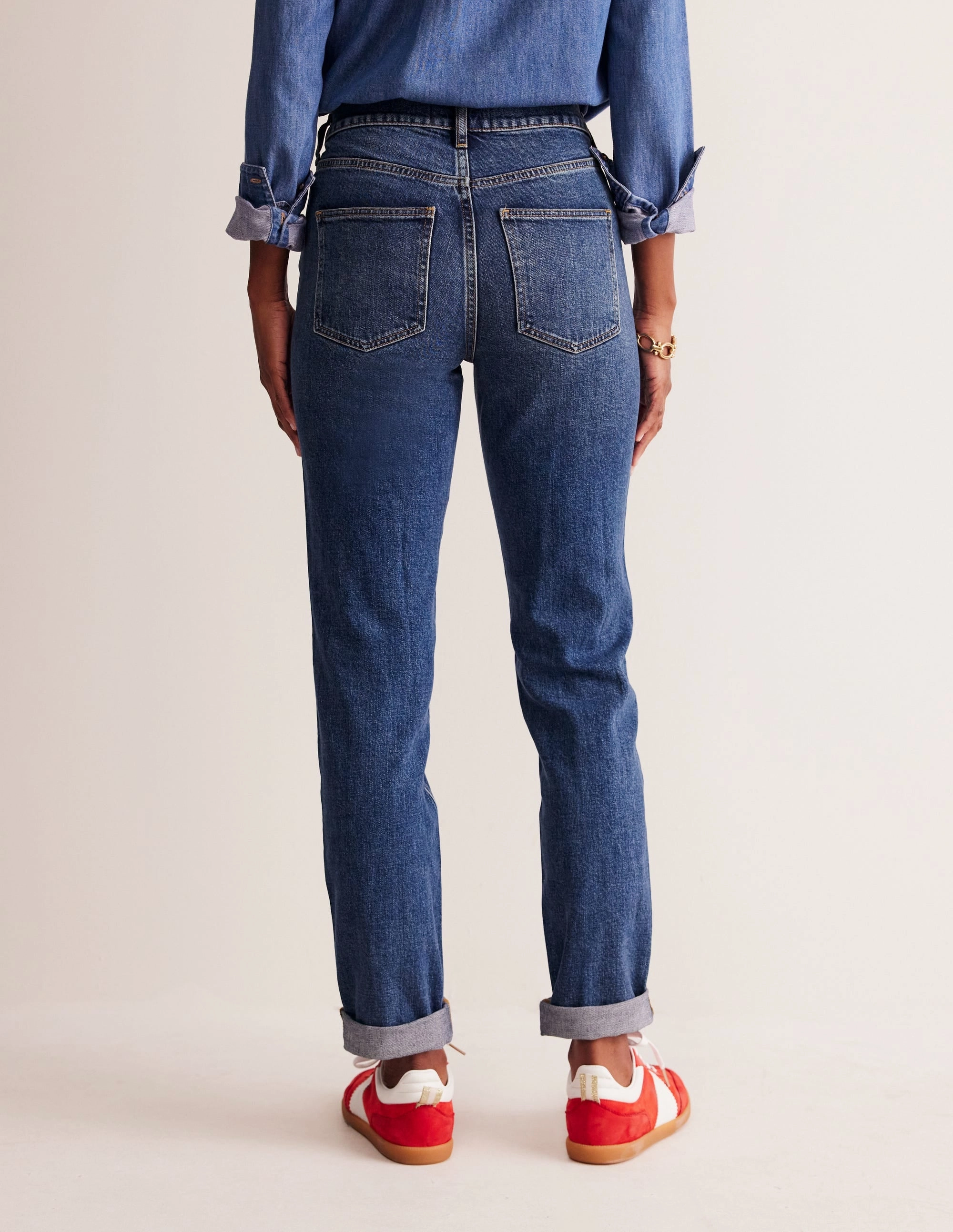 Girlfriend Jeans-Mid Vintage Quick-Dry Fabric