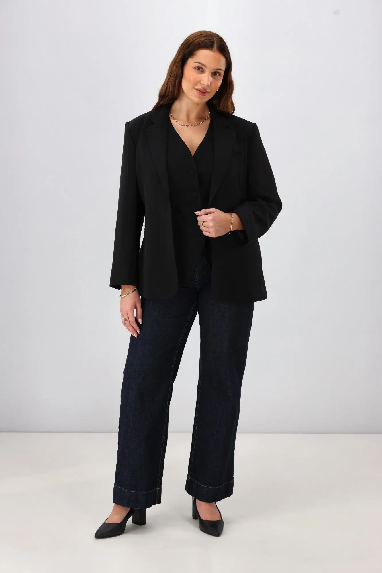 Anti Static Inner Layer Gloss by Shine On Nerio Blazer with Tie Black