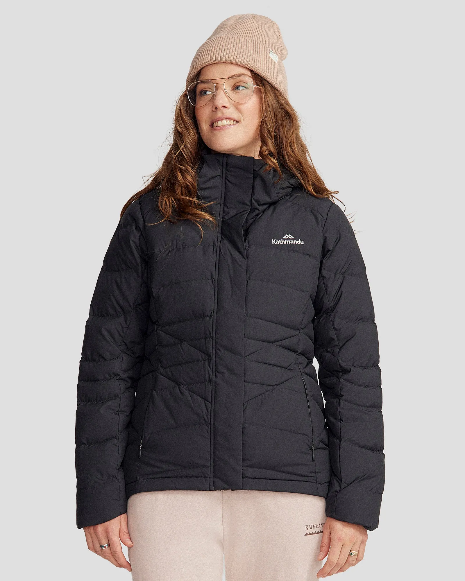 Women's Winterburn Hooded Down Jacket - Black Soft Touch Double Layer Protection
