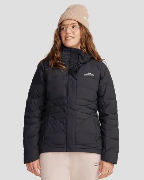 Women's Winterburn Hooded Down Jacket - Black Layered Collar Design Heat Retention Layer