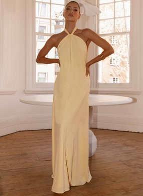 Contemporary Waist Golden Child Linen Maxi Dress - Yellow