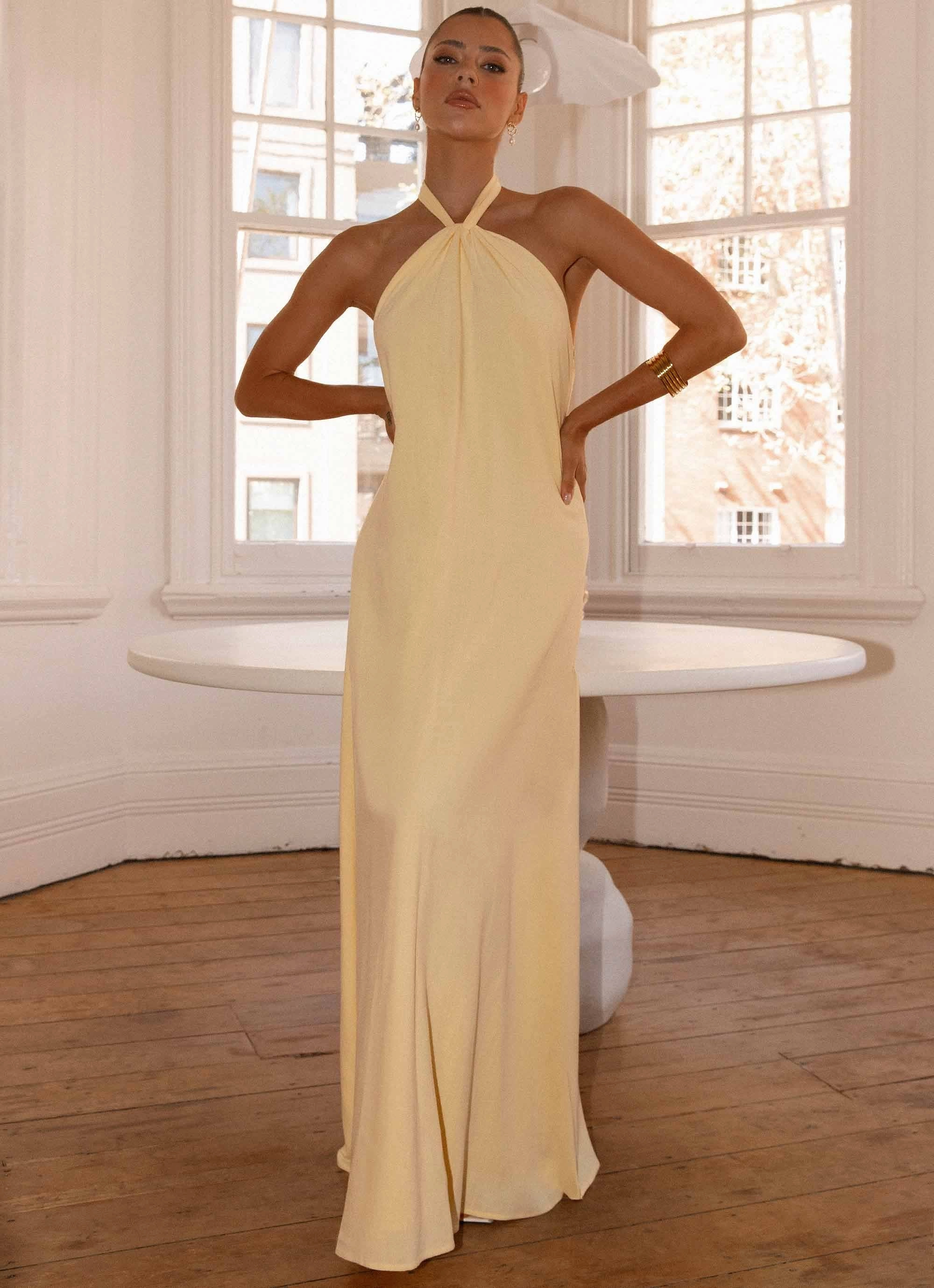 Contemporary Waist Golden Child Linen Maxi Dress - Yellow