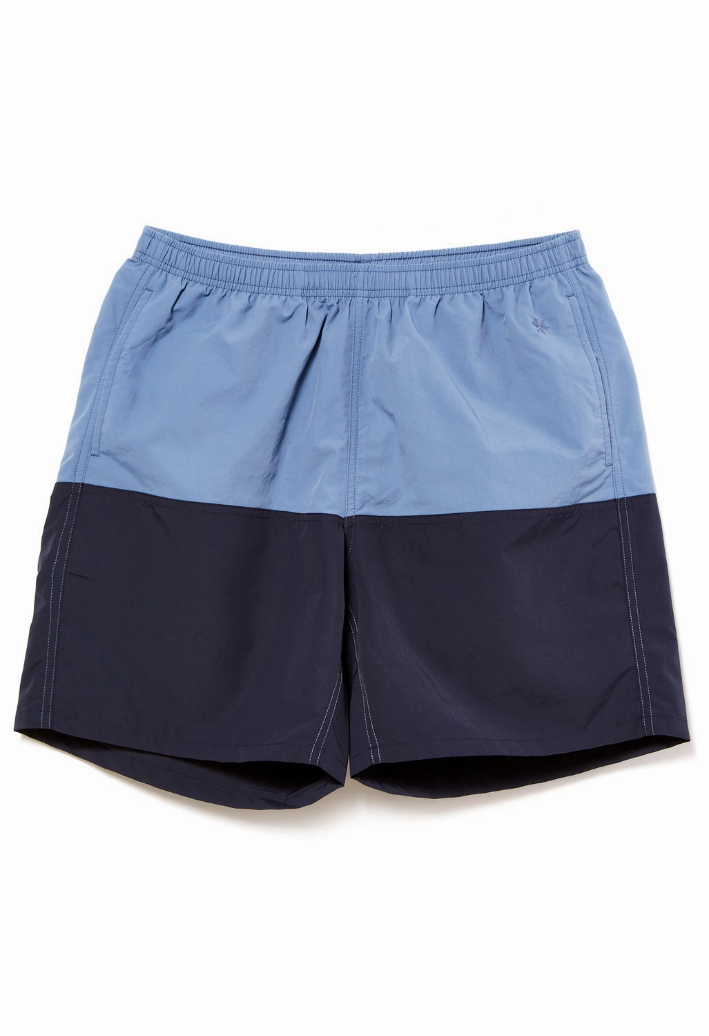 Functional Waist Pre Shrunk Cotton Blend Goldwin Men's Nylon Bicolor Shorts 7" - Horizon Blue/Ink Navy