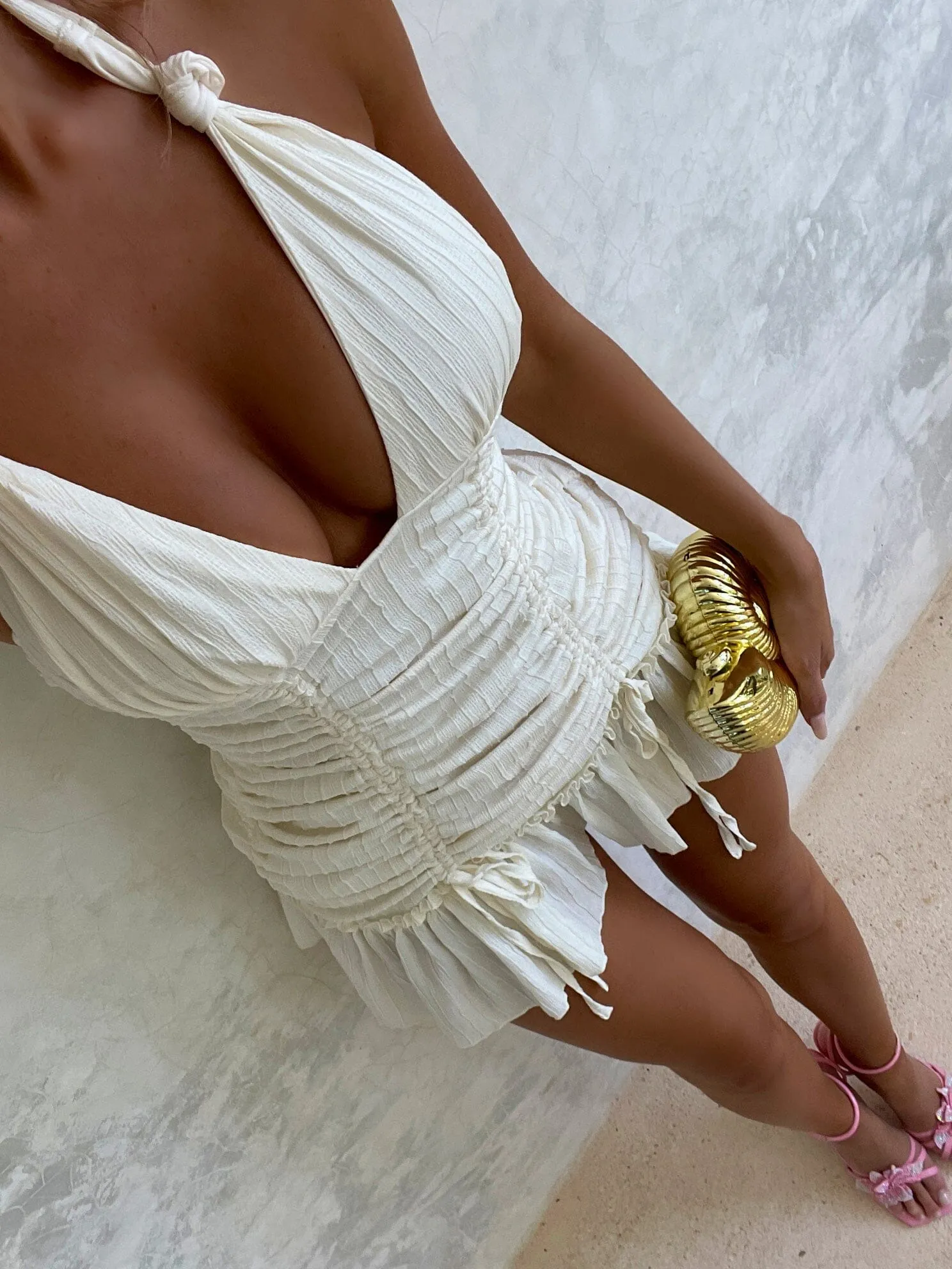 RIALO MINI DRESS IVORY Fresh Look Flattering Cut