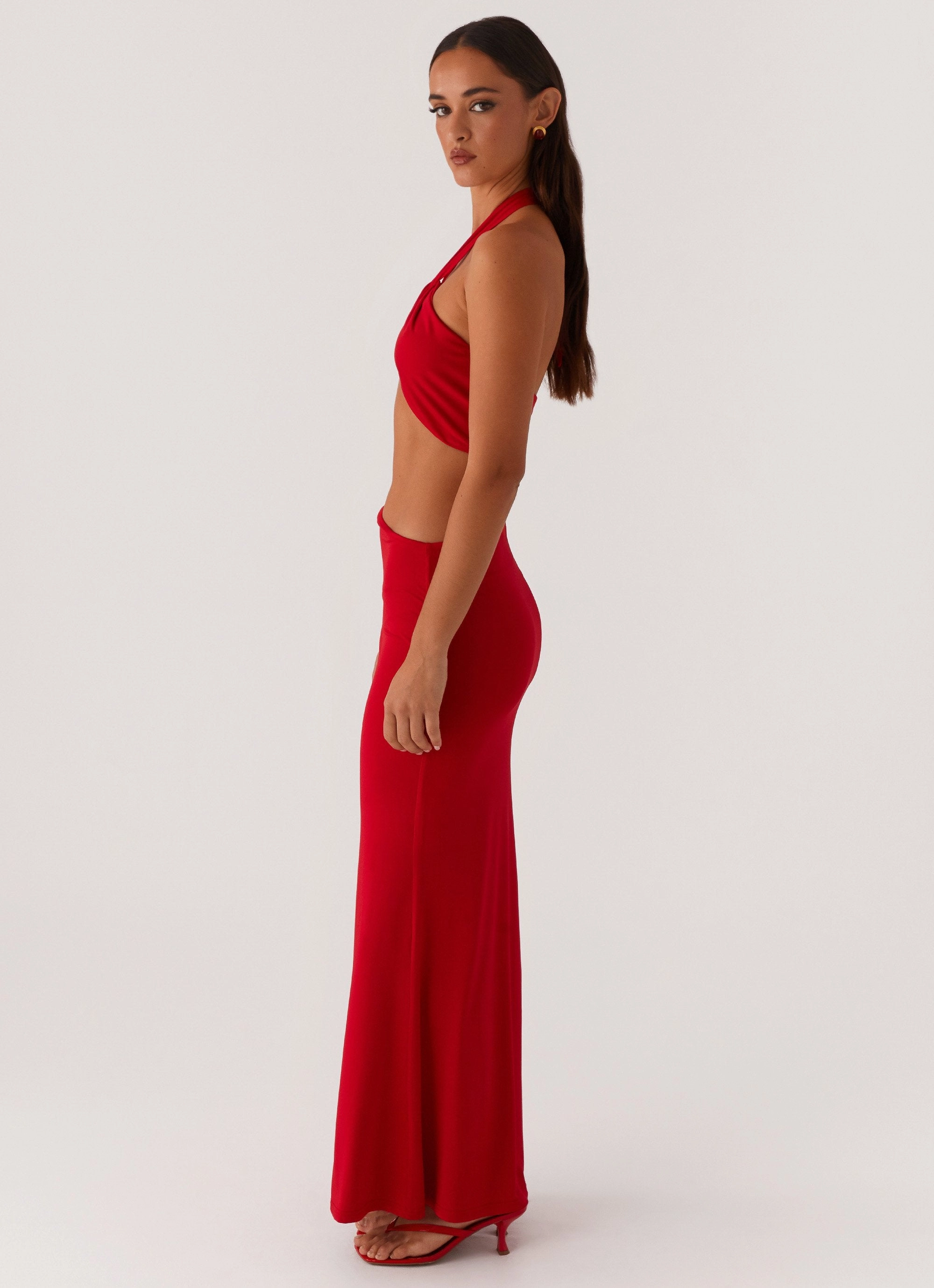 Its Obvious Maxi Dress - Red Subtle pattern