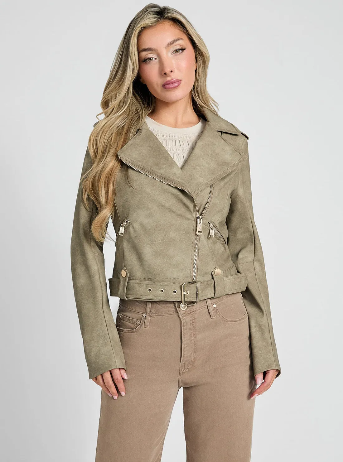 Active Wear Green Concetta Biker Jacket
