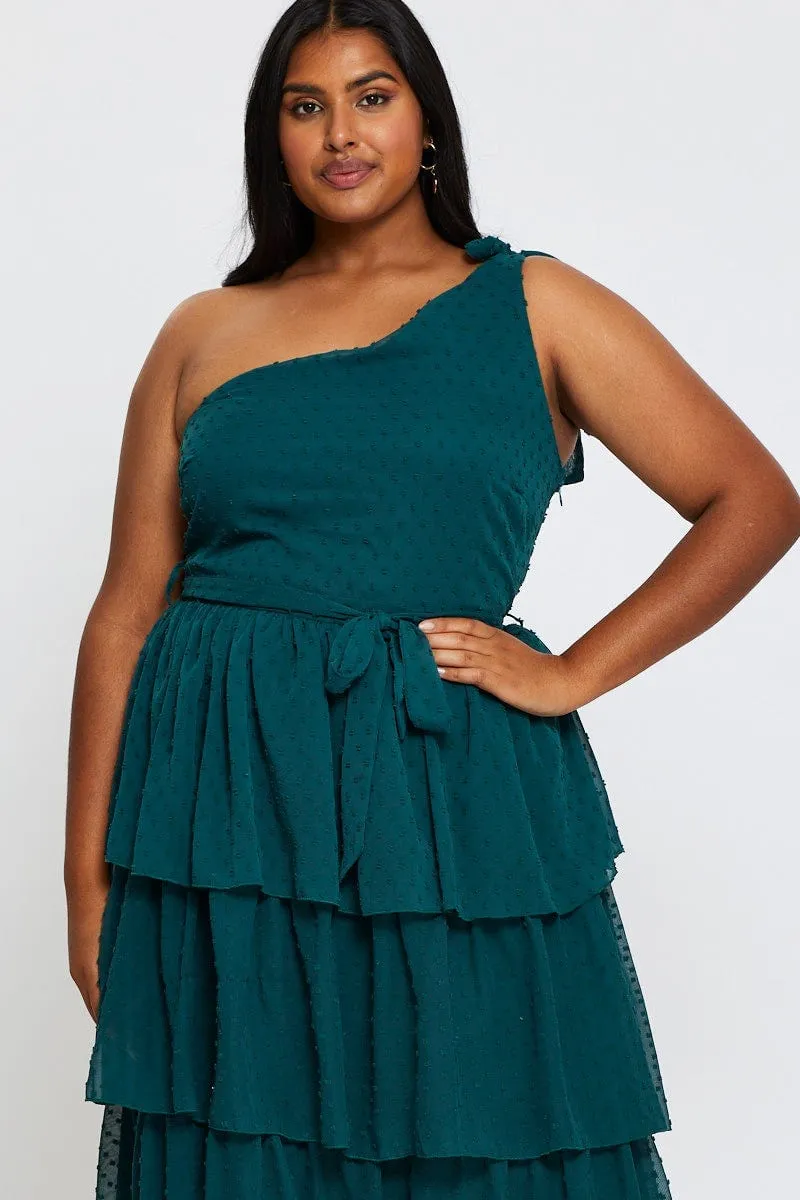 Shade Soft Green Midi Dress One Shoulder Sleeveless