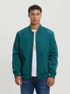 Green Satin Bomber Jacket Basic Essential Layer