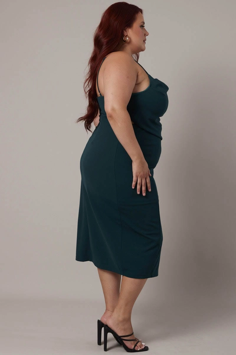 Smart touch Green Cowl Bodycon Party Dress