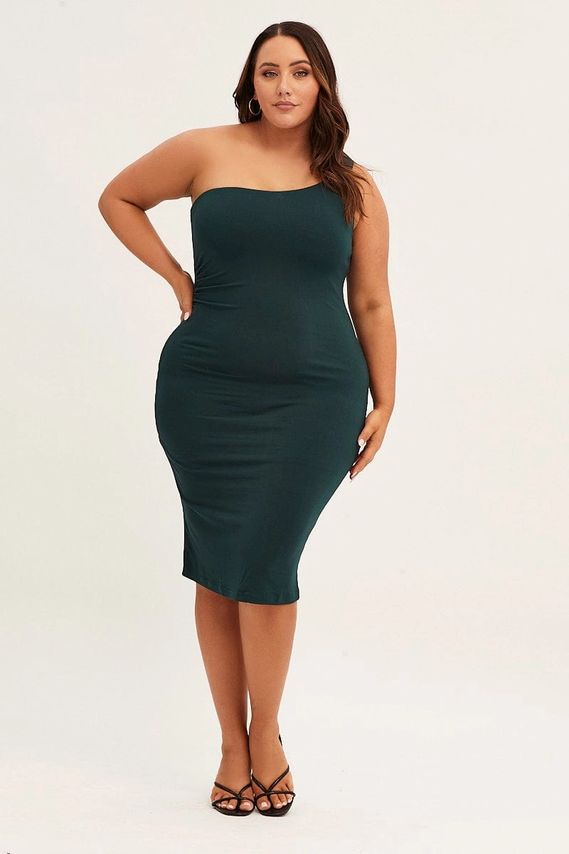 Green One Shoulder Jersey Bodycon Dress Kind Light Versatile Wearable