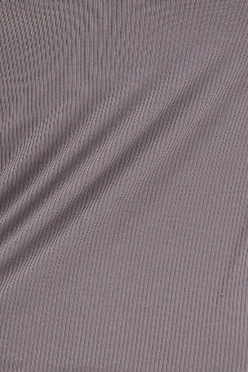 Grey Rib Jersey Midi Dress Tie Waist Contemporary Wear