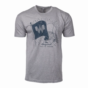 Grey Flag Tee RibbedCuff Distressed Texture