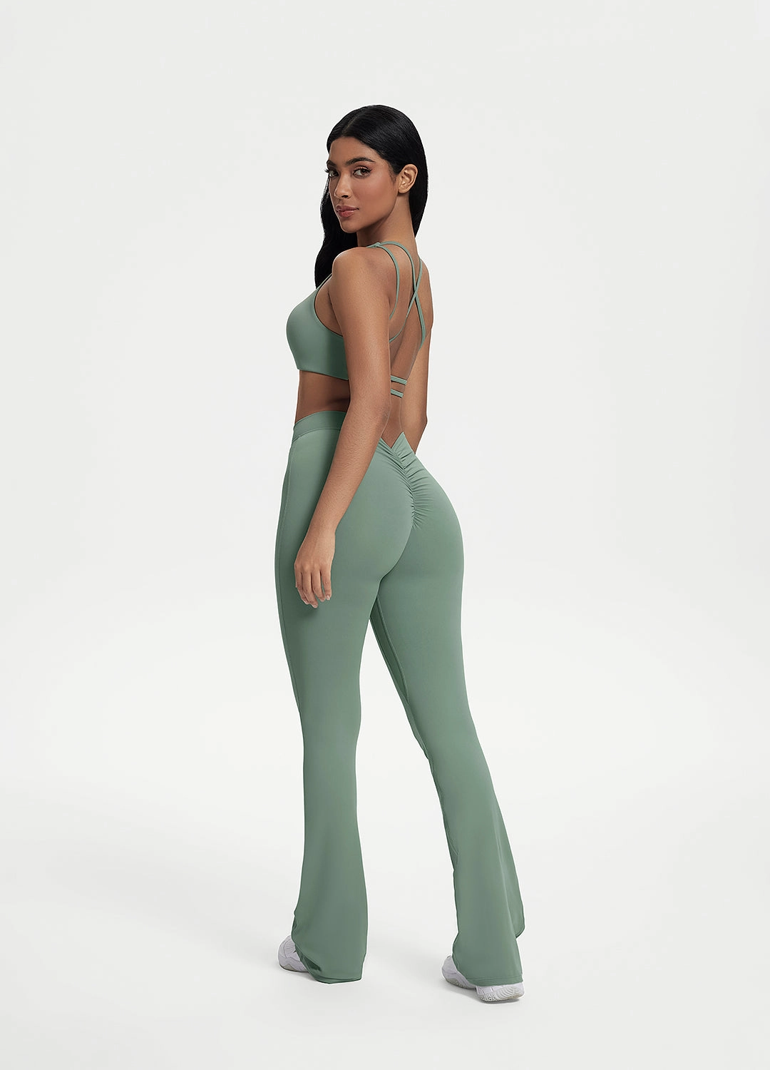 Scrunch Back Flared Leggings High-Stretch Comfort All Ages School Sports