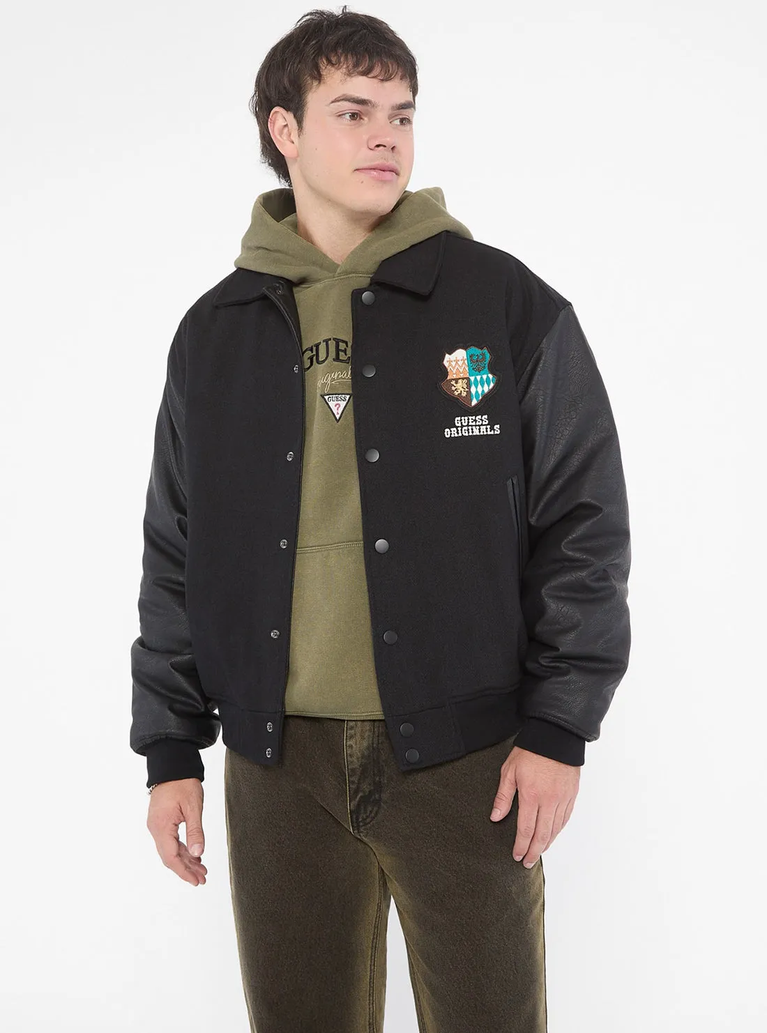 Guess Originals Crest Letterman Jacket Evening Chill Piece Ergonomic Silhouette