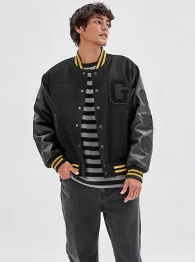 Flexible Shoulder Flexible Insulation Guess Originals x Batman Black Letterman Jacket