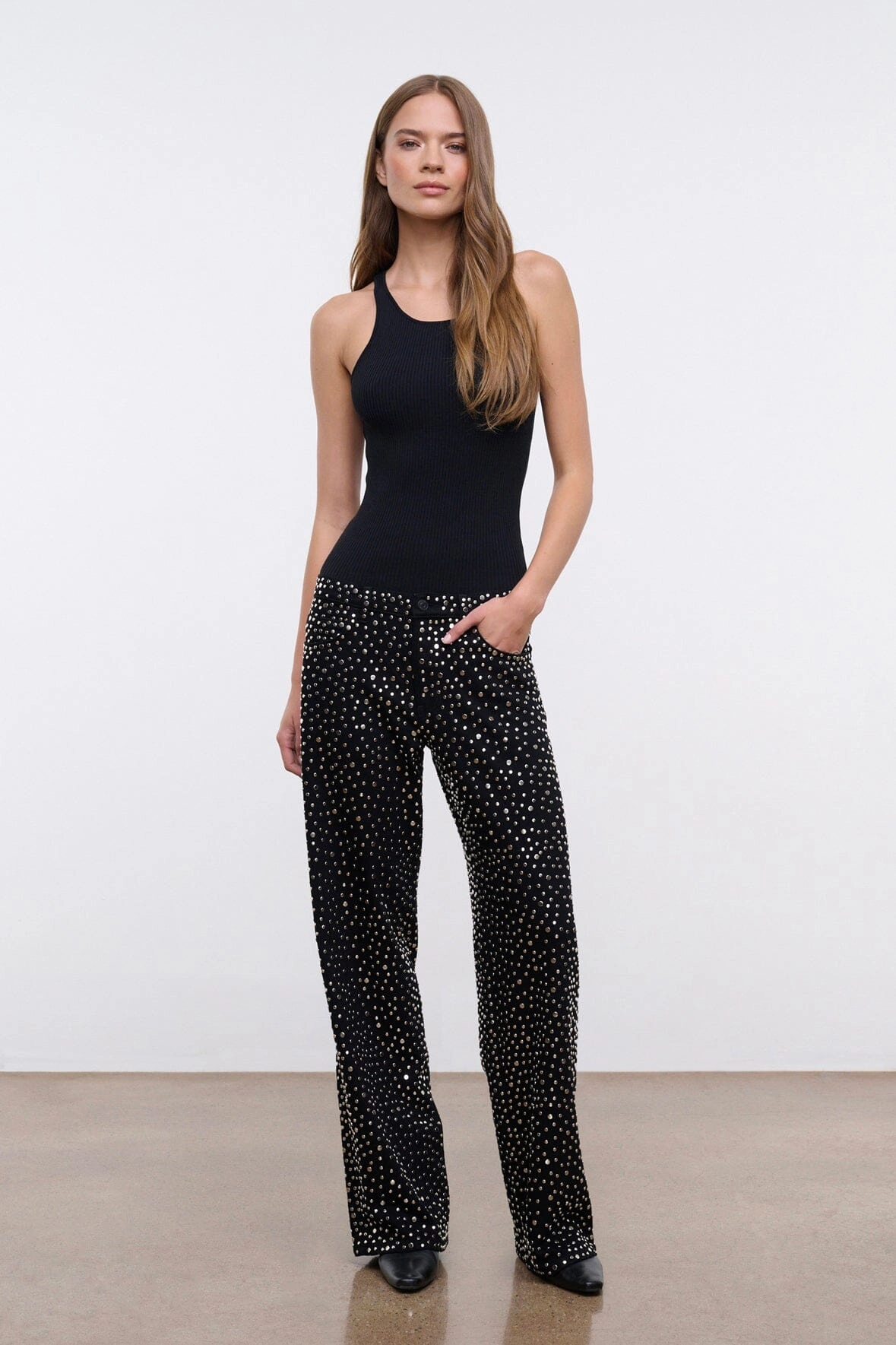 GUS STUDDED RELAXED JEAN | BLACK Chic Glamour Stand Out Design Paris Vibe