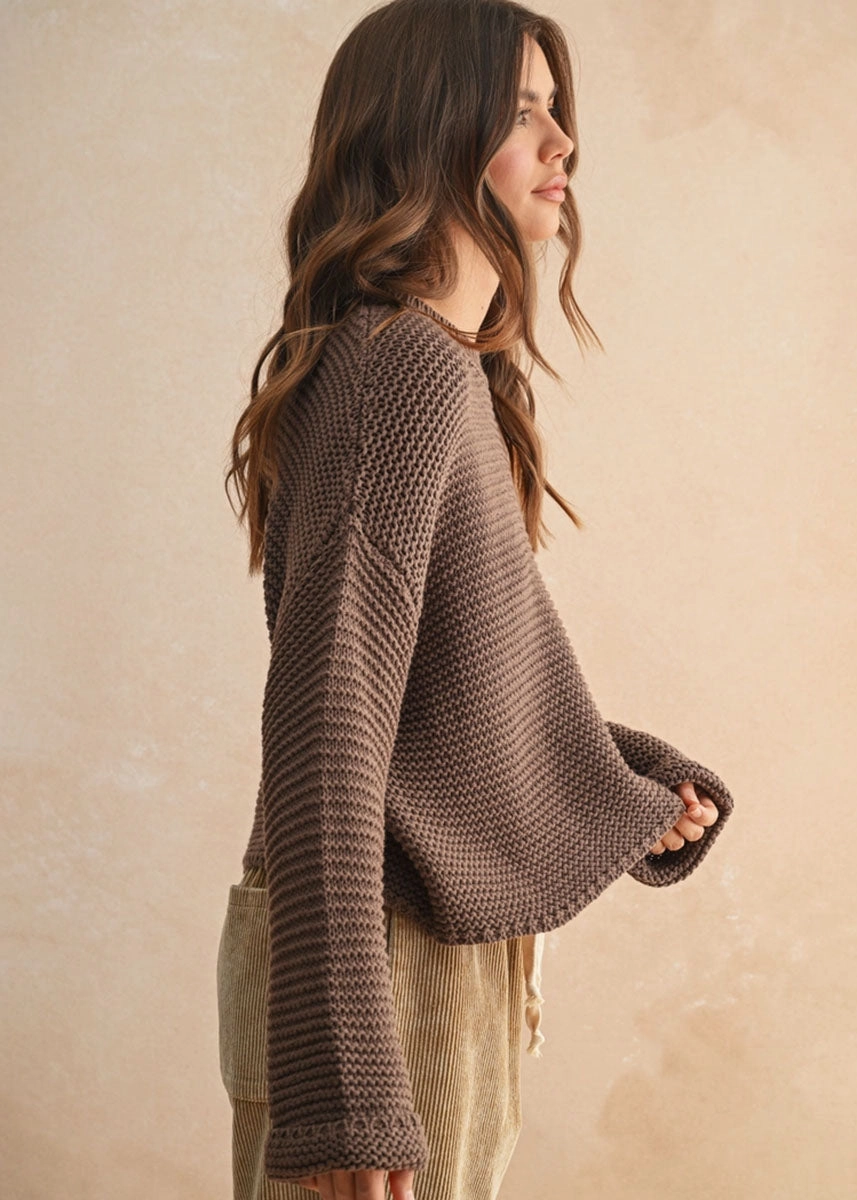 Hattie Round Neck Sweater - Chocolate Performance Layer Wear
