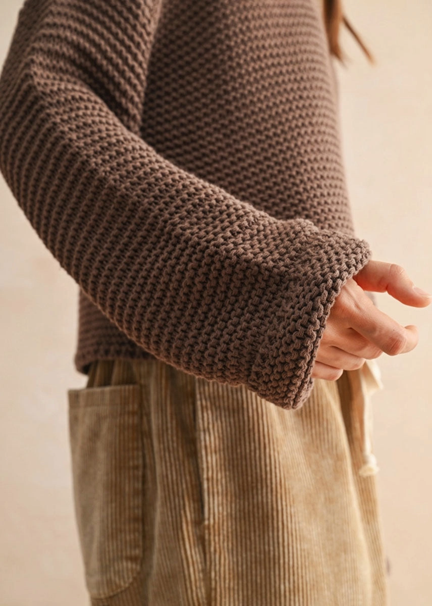 Hattie Round Neck Sweater - Chocolate Cozy Appeal