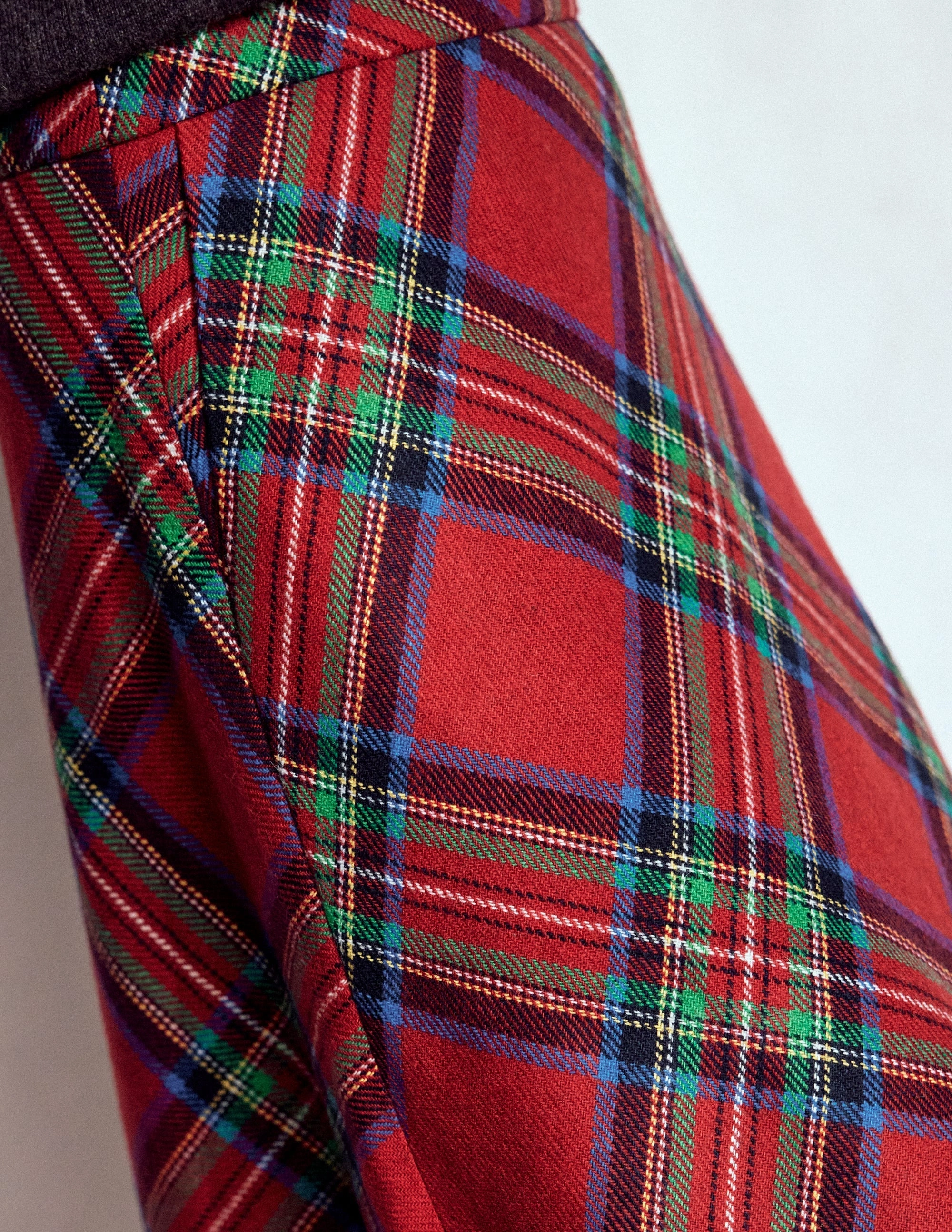 Budget Friendly Hayley Wool Midi Skirt-Red, Blue and Green Check