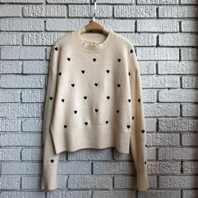 HEART Embroidery Sweater Reinforced Shoulder Seams