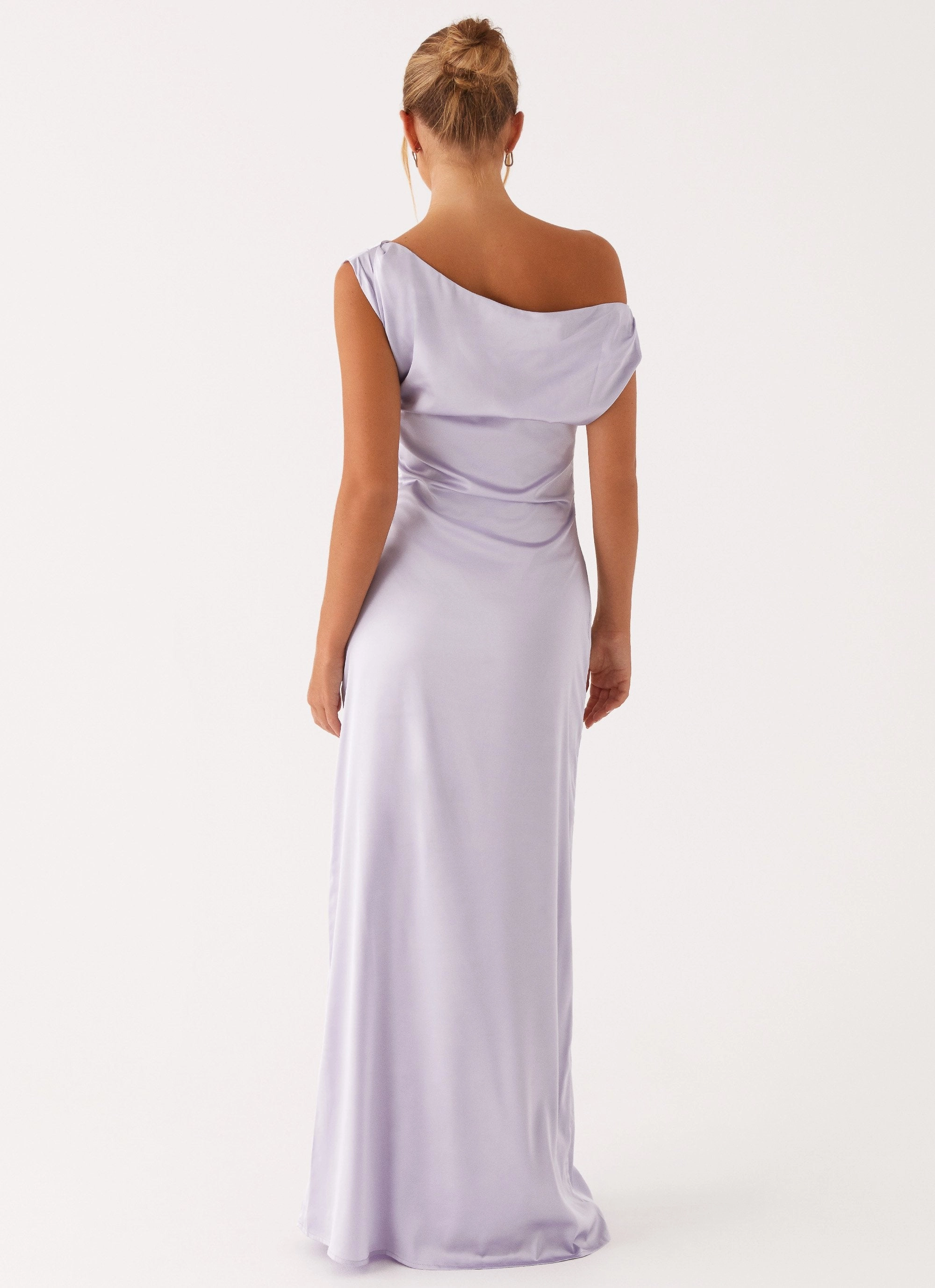 Minimalist fit-and-flare Heart Of Glass Satin Maxi Dress - Lilac