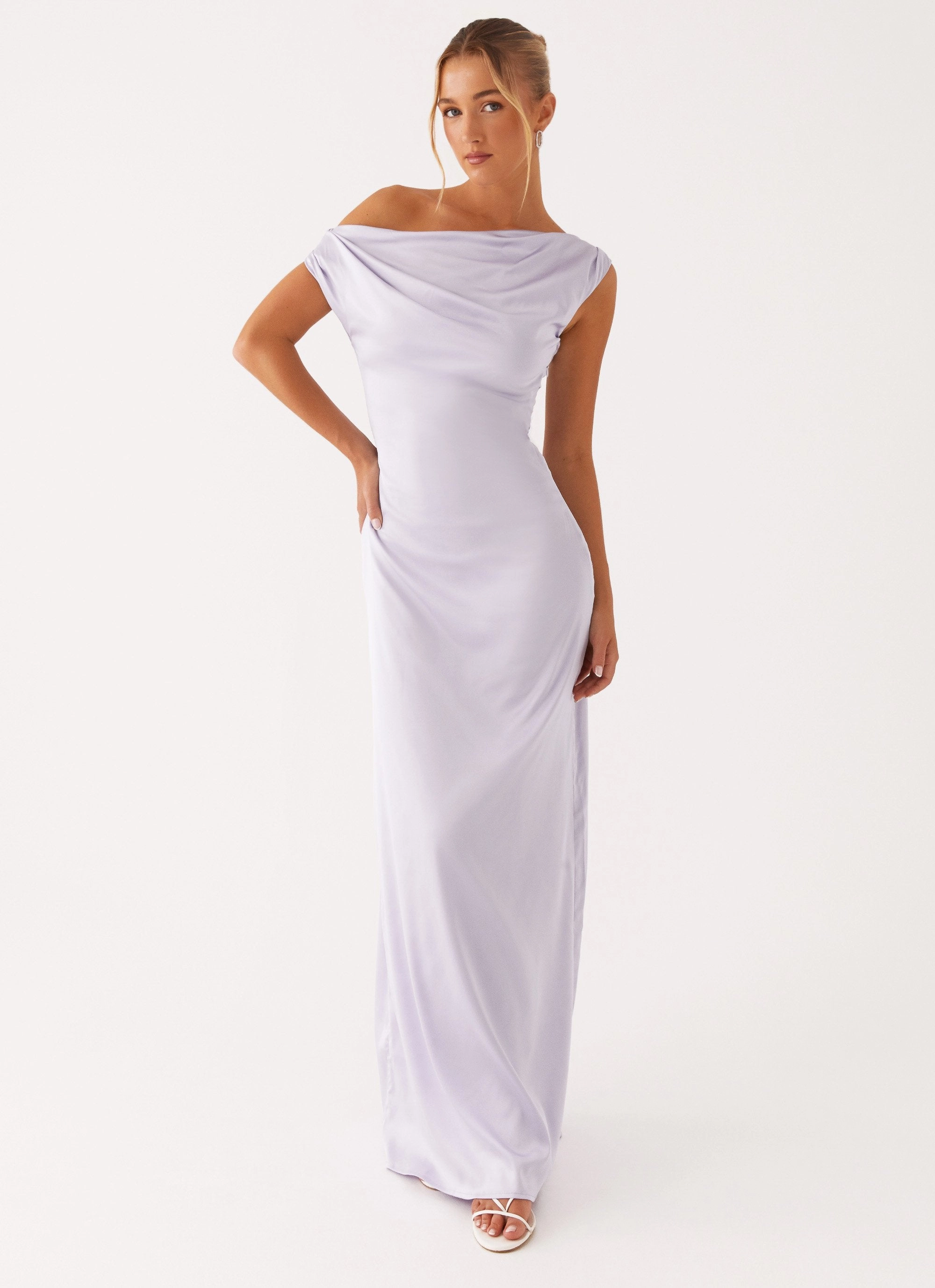Heart Of Glass Satin Maxi Dress - Lilac Fresh Tones