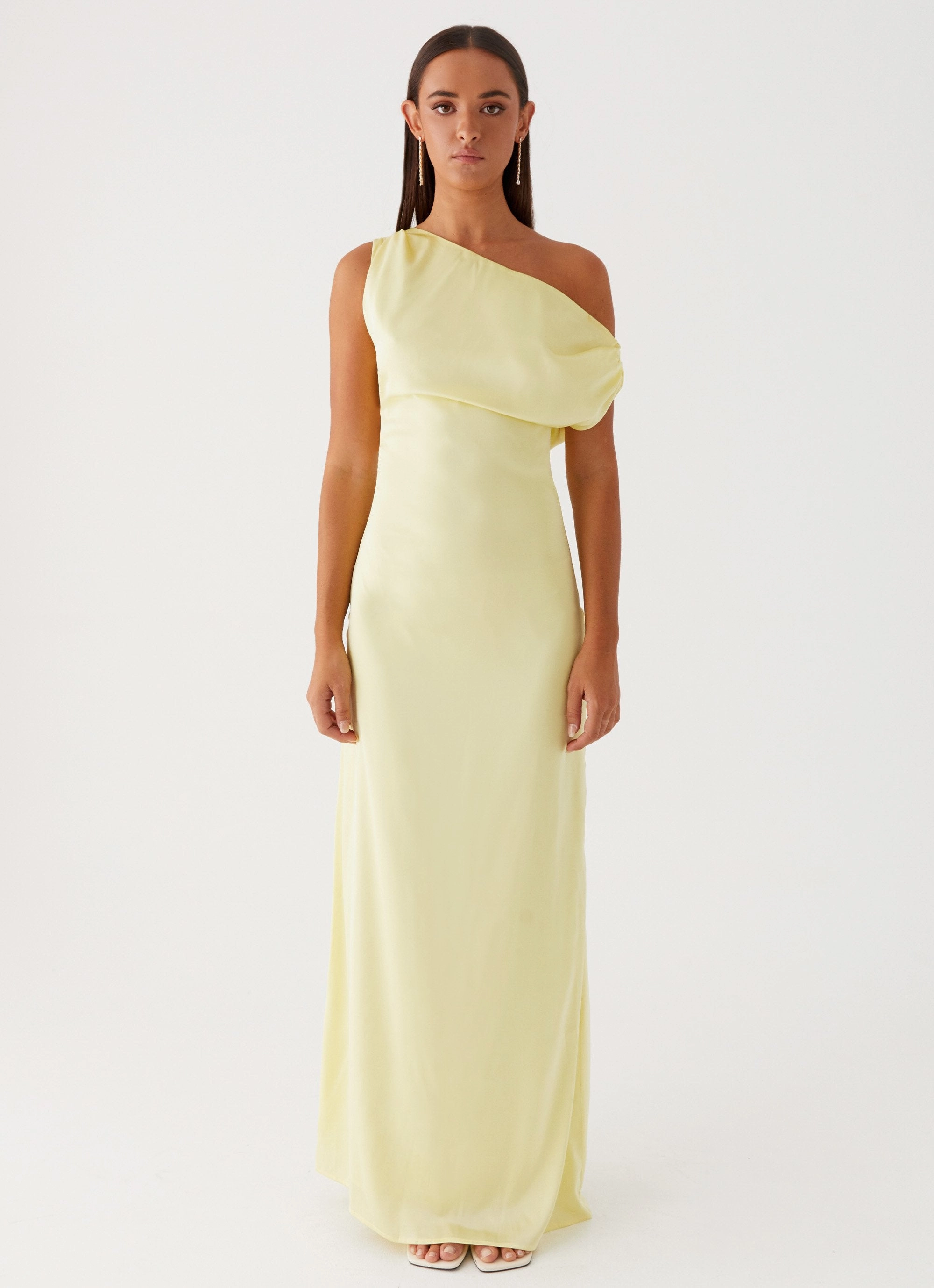Heart Of Glass Satin Maxi Dress - Yellow Vibrant Form