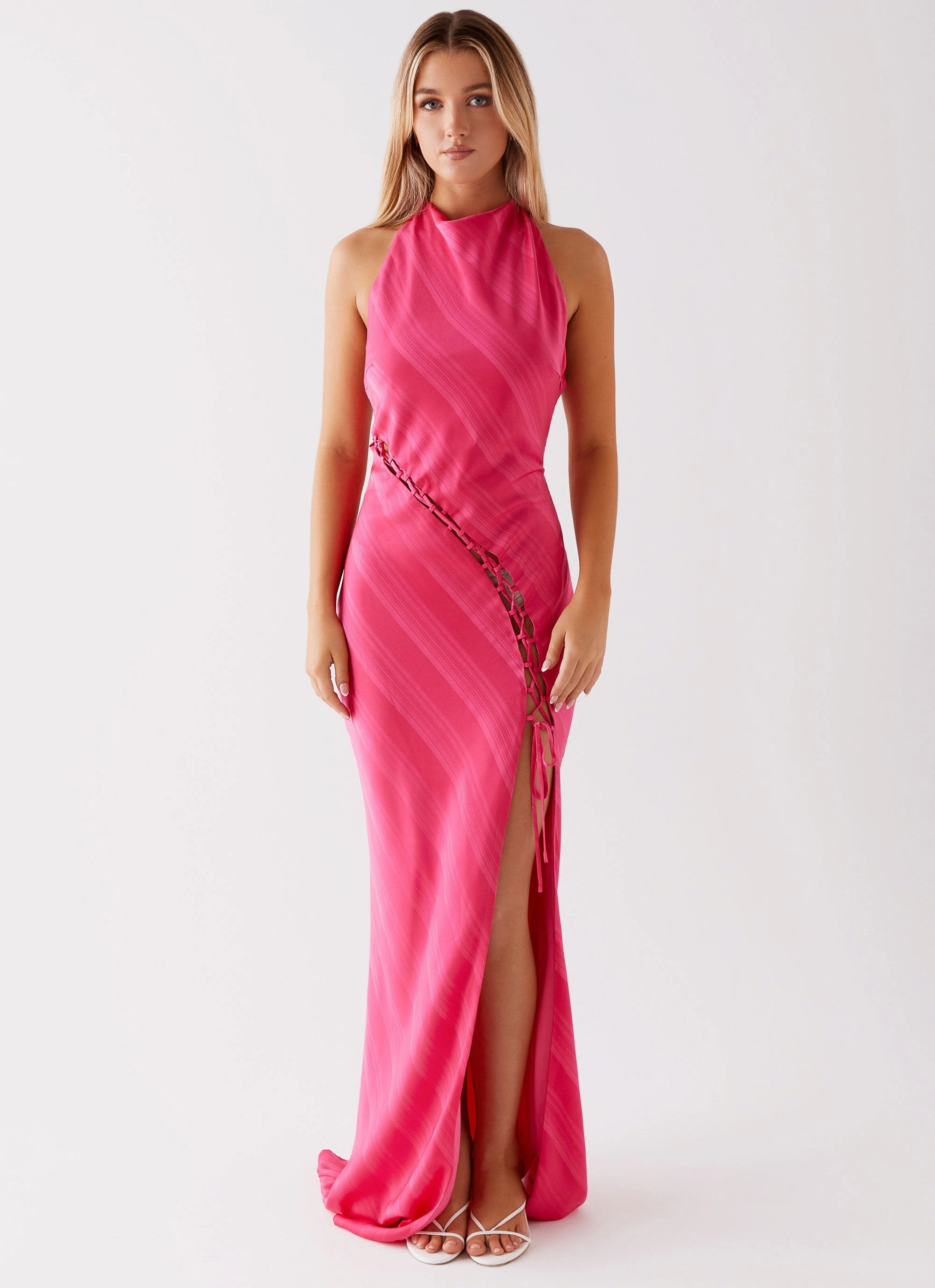 CrinkleResistantWeave Autumn Look Heartbeat Maxi Dress - Pink