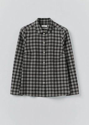Non Irritating Seams Ollie Binding Check Cotton Wool Seersucker Shirt | Black/Ecru