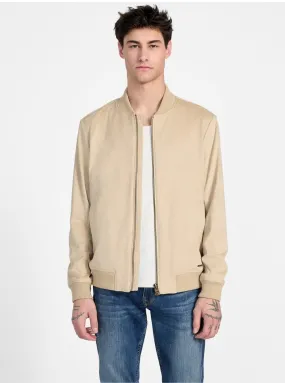 HighCollarDesign Simple Detail Eco Beige Faux-Suede Flight Jacket