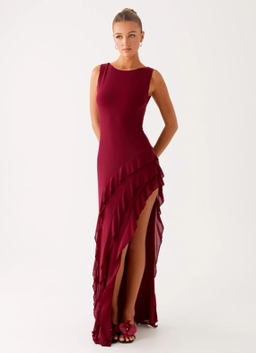 Hendrix Maxi Dress - Raspberry Wine Contrast-Lining