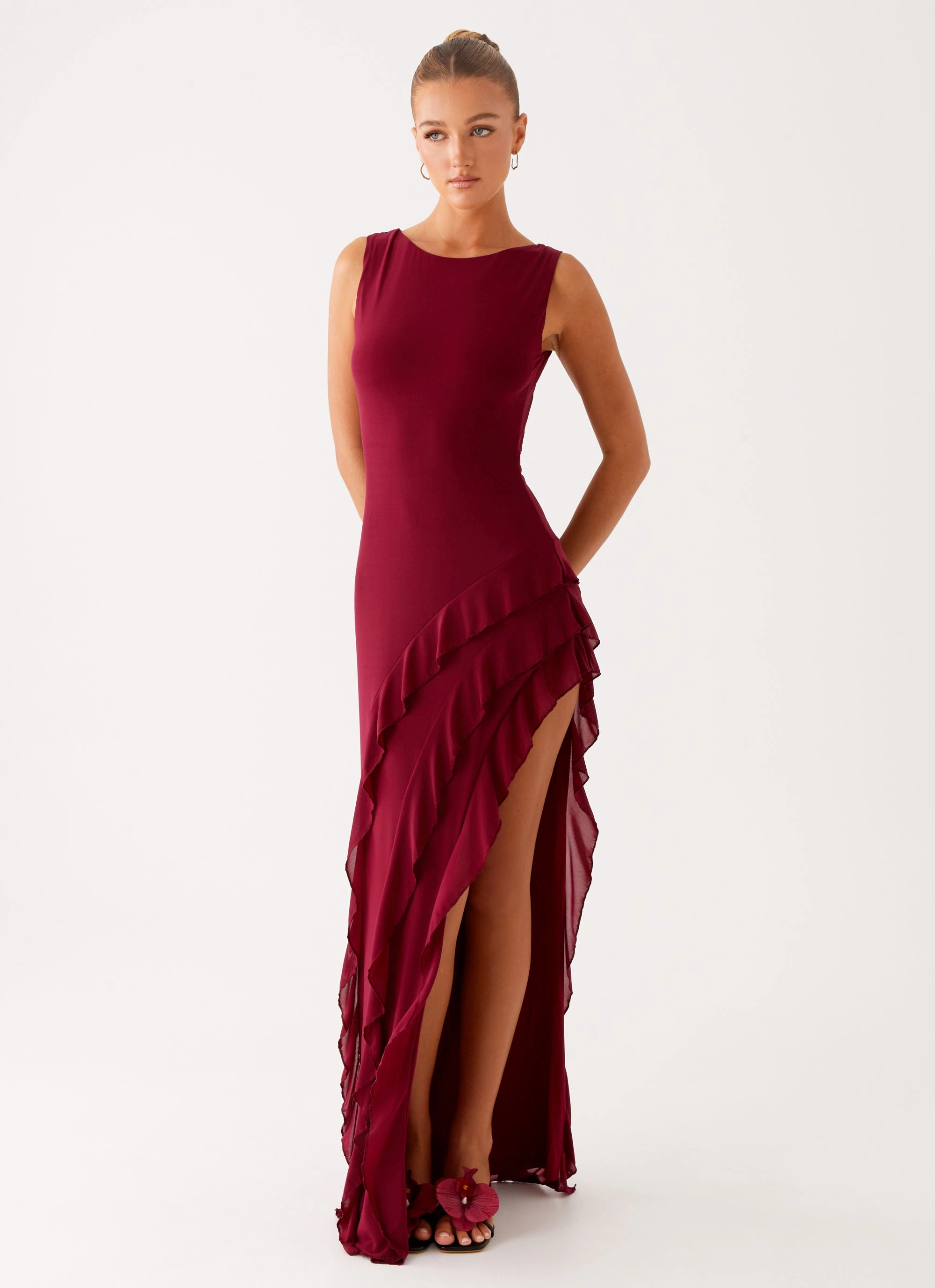 Hendrix Maxi Dress - Raspberry Wine Contrast-Lining