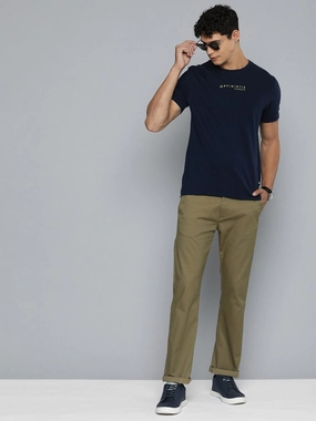 Men's Olive Slim Fit Chino Trousers Breath Fit