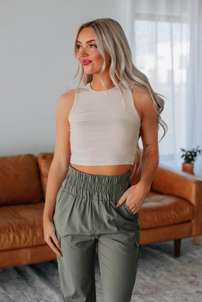 non - magnetic Willa Ribbed Tank - Sand