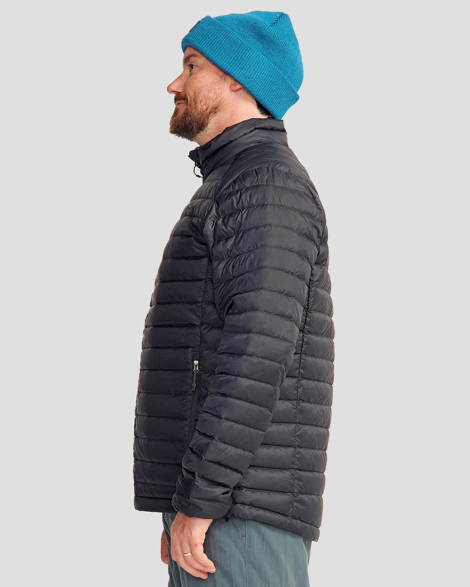 Men's Heli Down Jacket v4 - Black Stingray Cozy Street Style Flat Lock Stitching