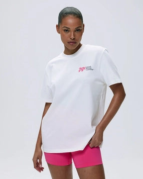 StainRepellentCoating Distance Short Sleeve Oversized T-shirt - White/Hot Pink