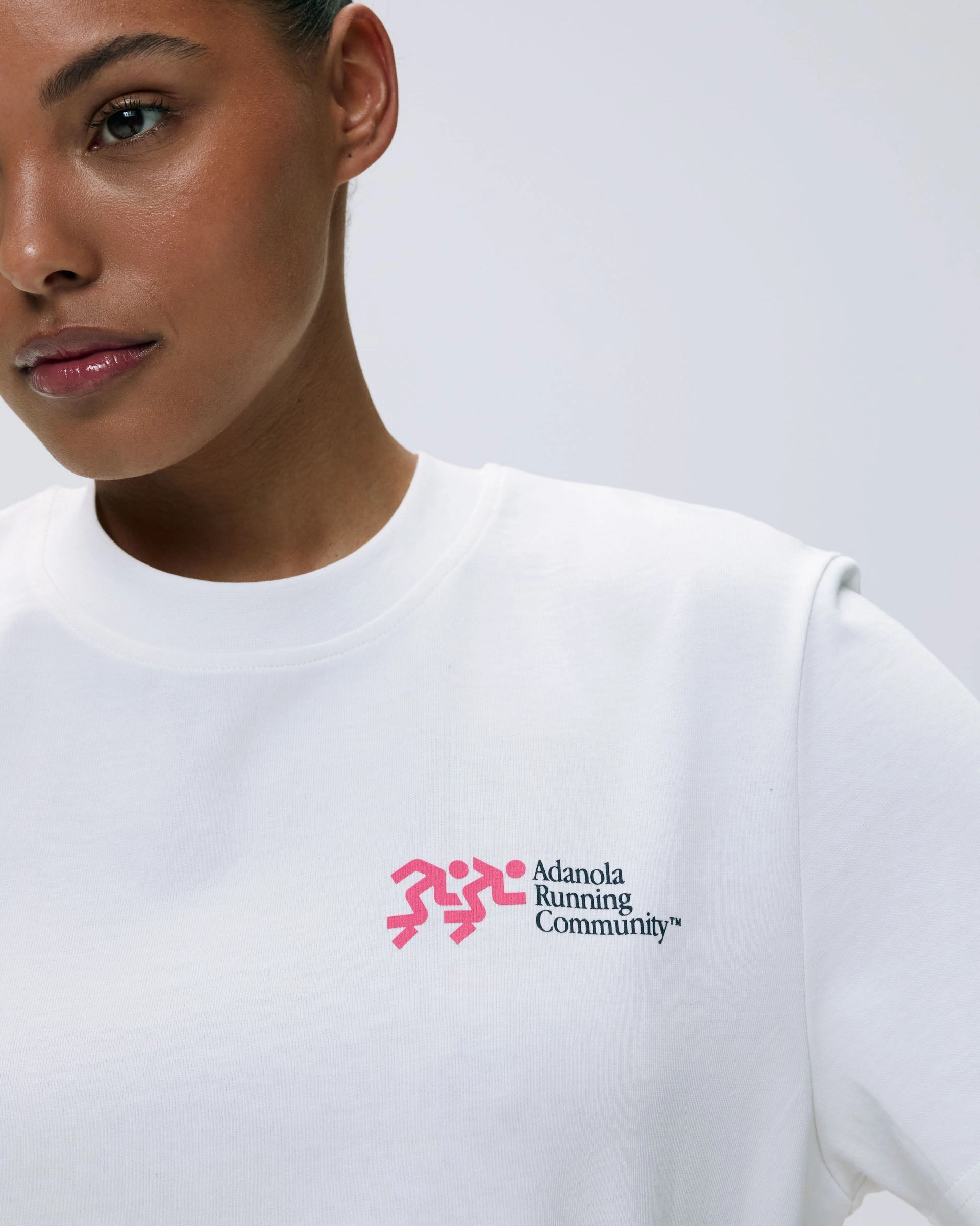 Distance Short Sleeve Oversized T-shirt - White/Hot Pink Recycled Polyester Fabric AllPurpose Design