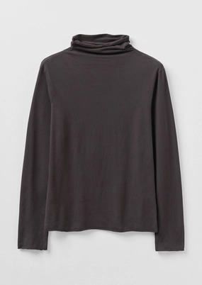 NaturalFiberBlend FadeResistant Treatment High Neck Soft Cotton Tee | Charcoal