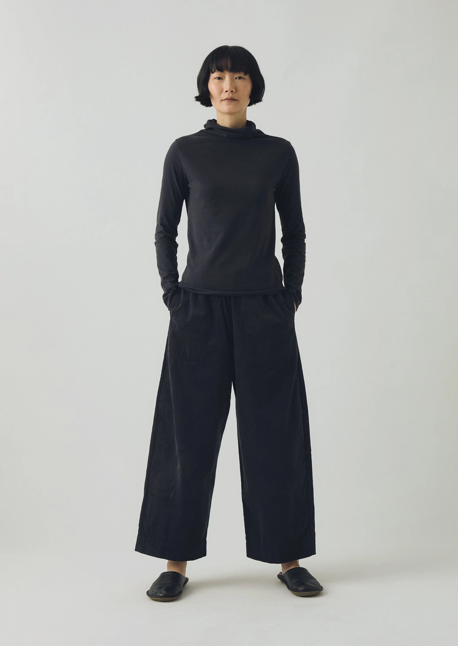 High Neck Soft Cotton Tee | Charcoal AdaptiveFitFabric