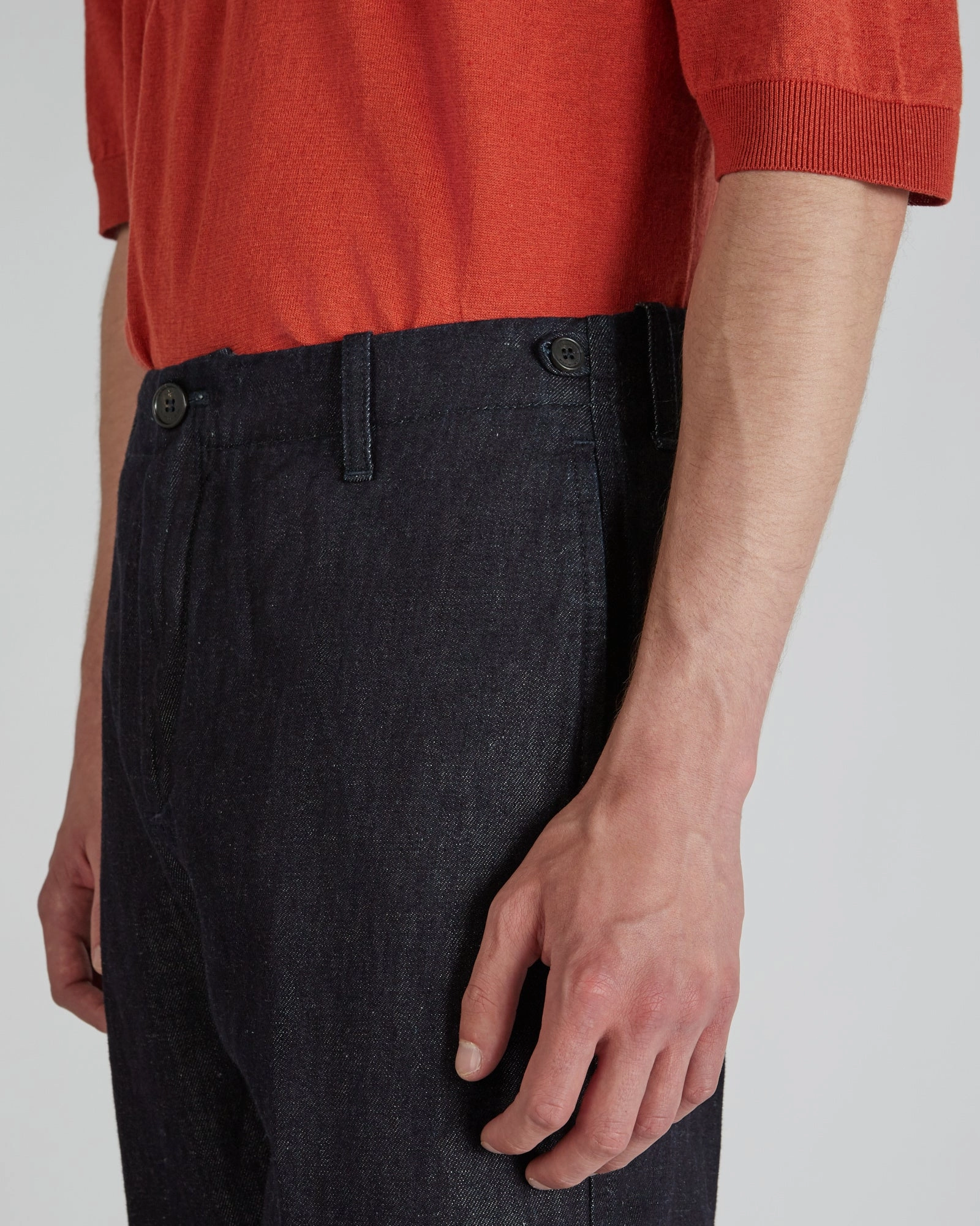 Eco Friendly Dyeing Regular-fit cotton and linen denim trouser