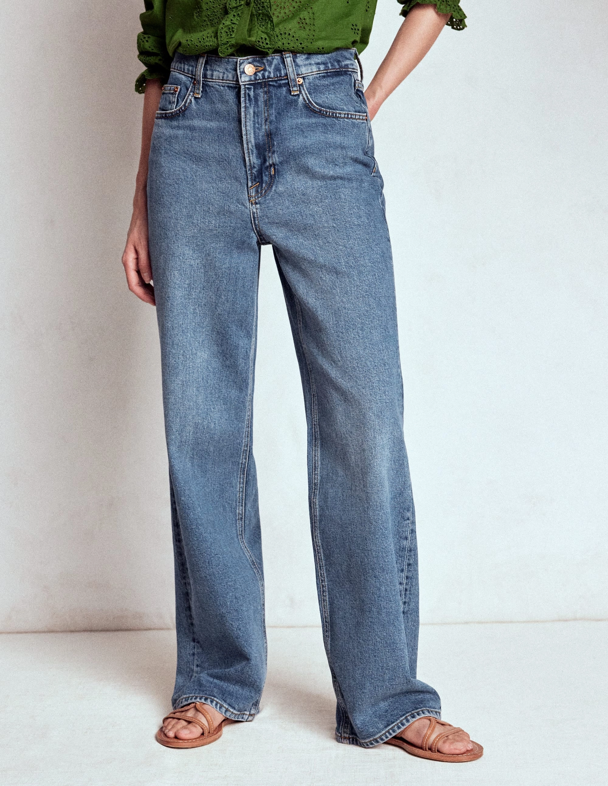 Utility Ready High Rise Column Leg Jeans-Mid Vintage