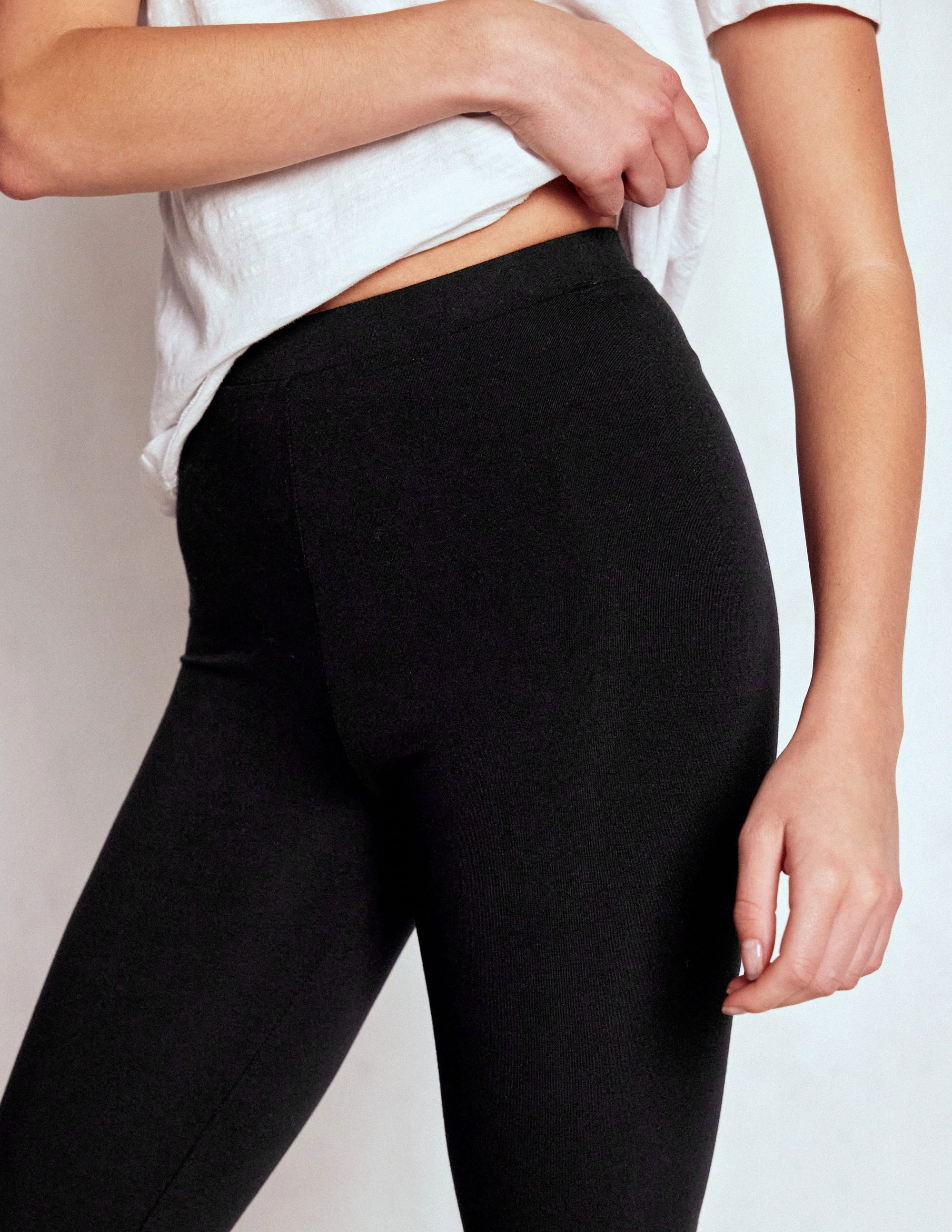 High Rise Jersey Leggings-Black Breathable Wear Fit Outdoor Use