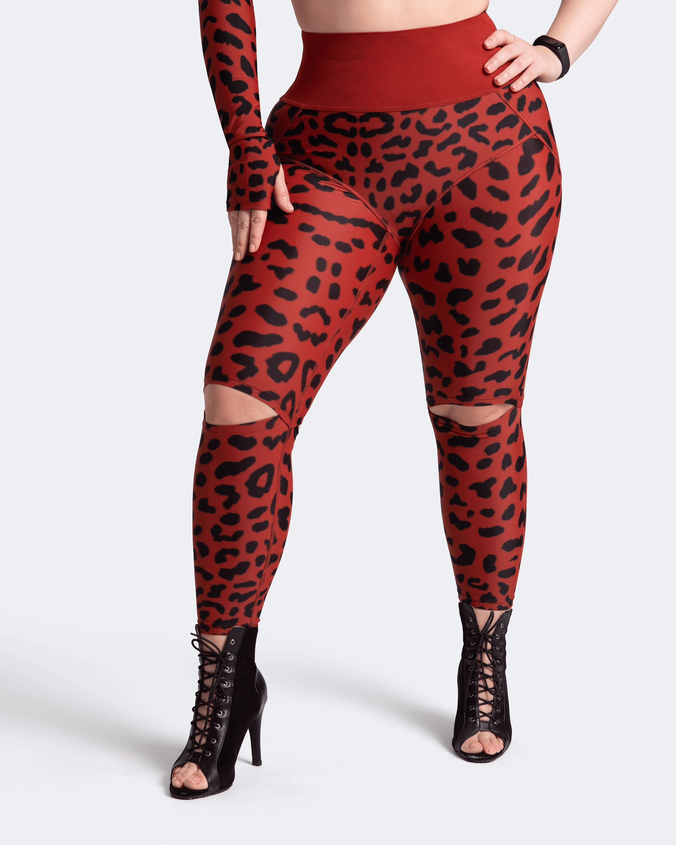 Moisture Managing Breathable Comfort Wear High-Rise Knee-Slit Leggings