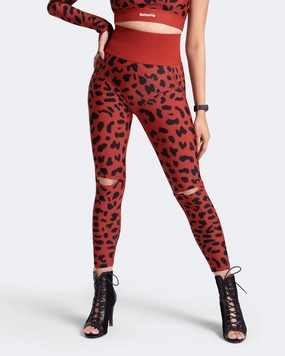 High-Rise Knee-Slit Leggings Sleek Shape Power Stretch
