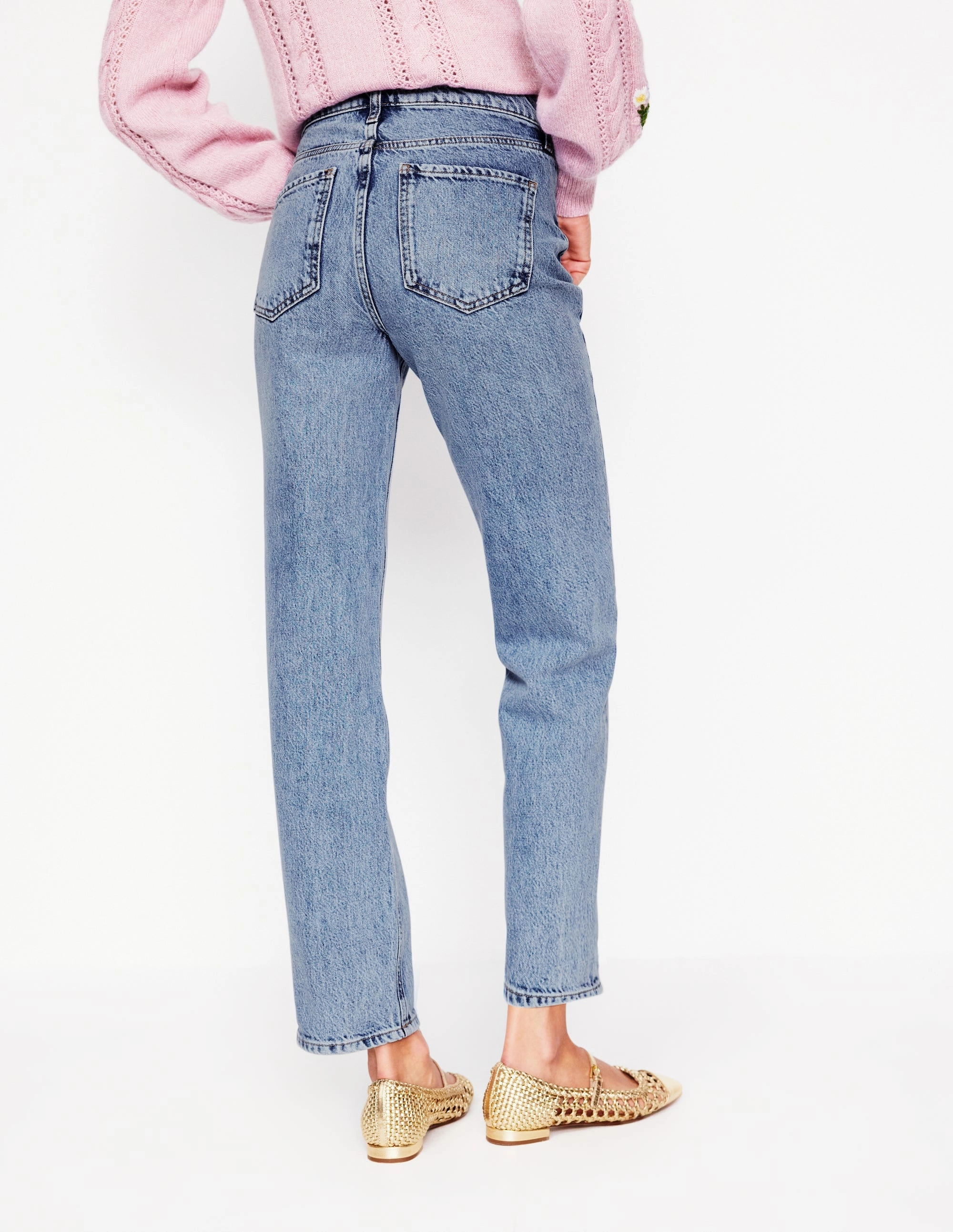 High Rise Rigid Straight Jeans-Light Vintage Comfort Stretch