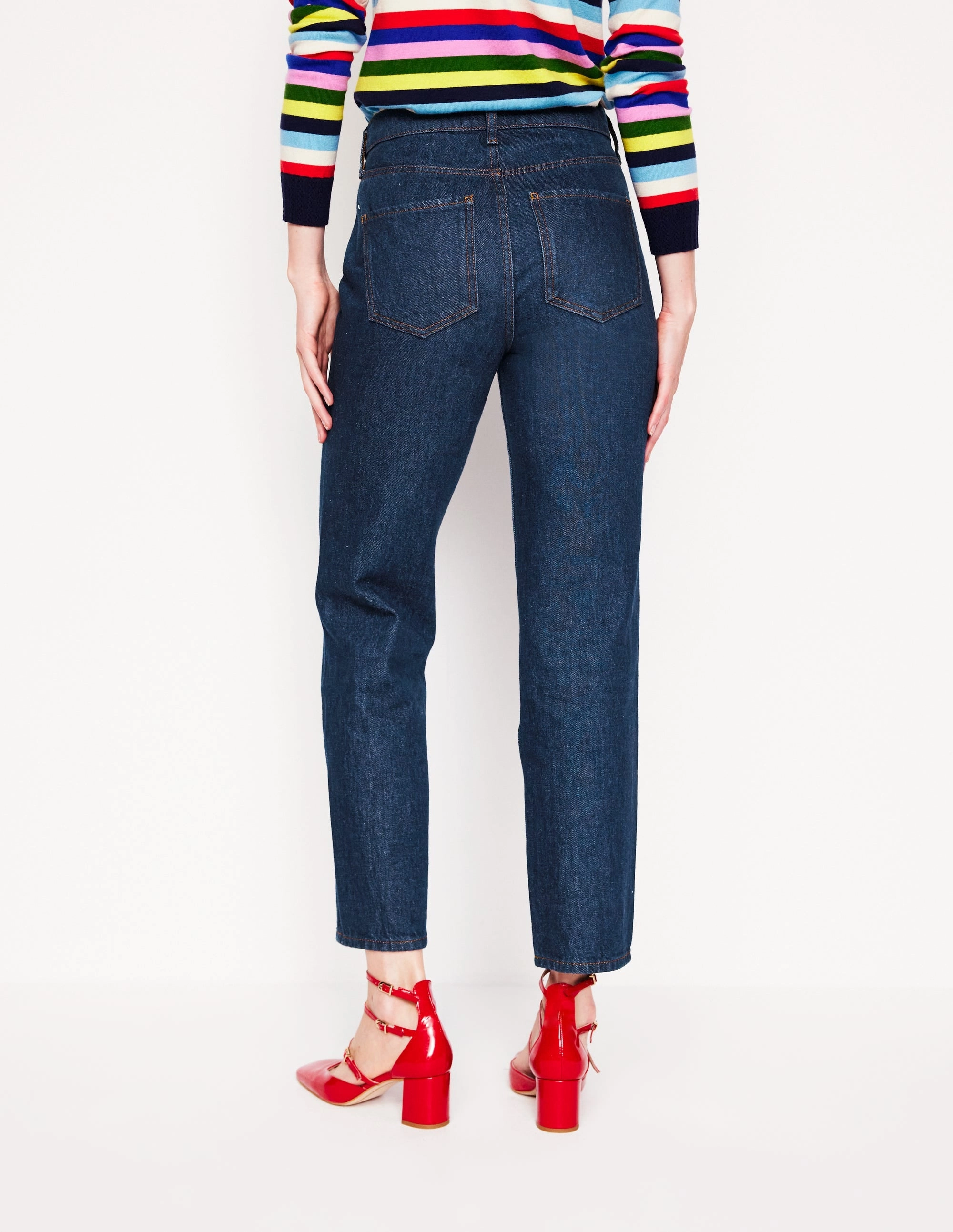 High Rise Straight Leg Jeans-Indigo Rinse All Fit