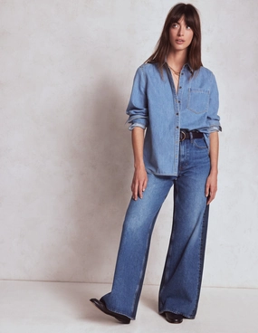 High Rise Wide Leg Jeans-Hotch Potch Button front OdorResistantFinish