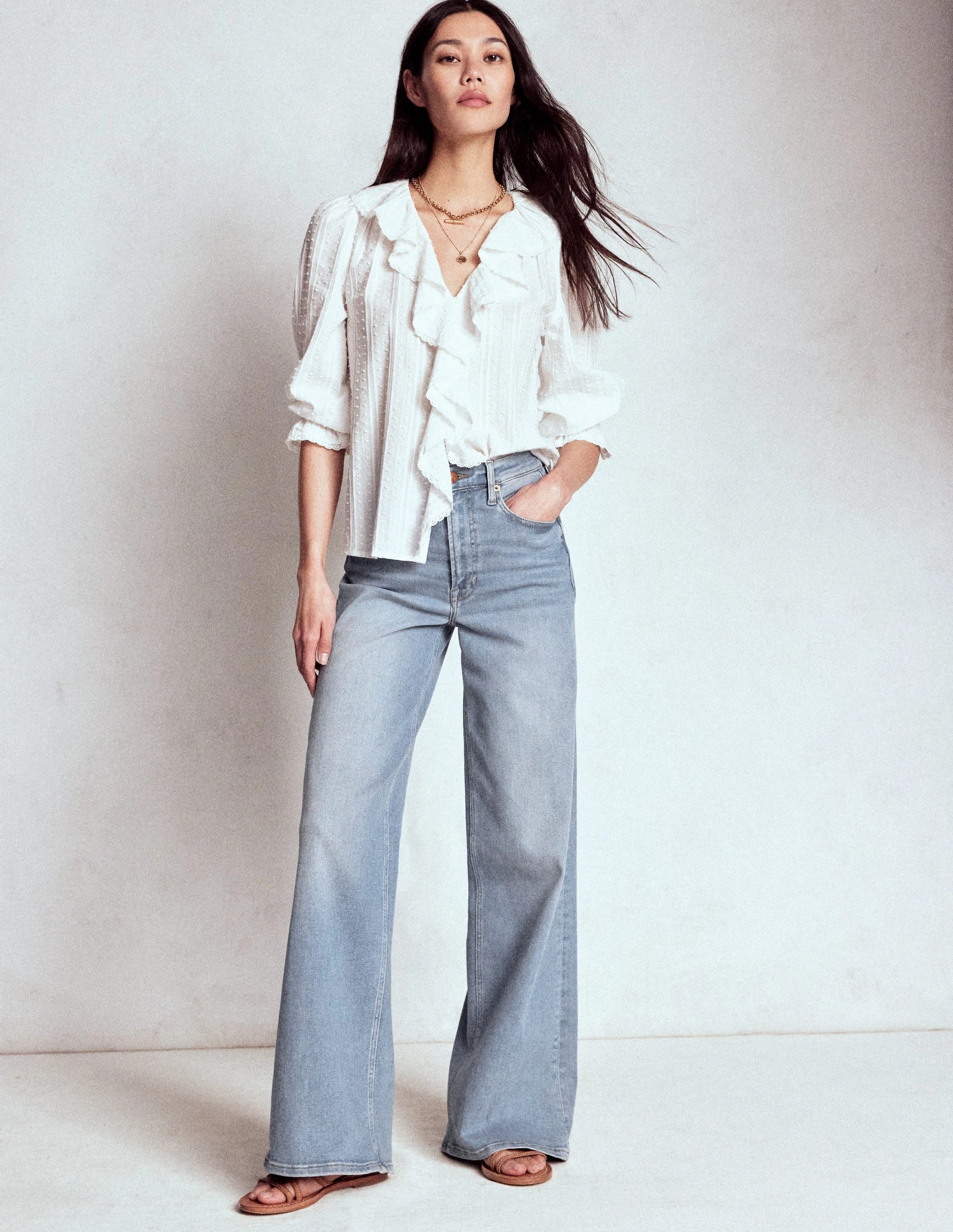 High Rise Wide Leg Jeans-Light Vintage Timeless Utility